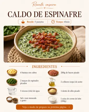 Caldo de espinafre — ingredientes