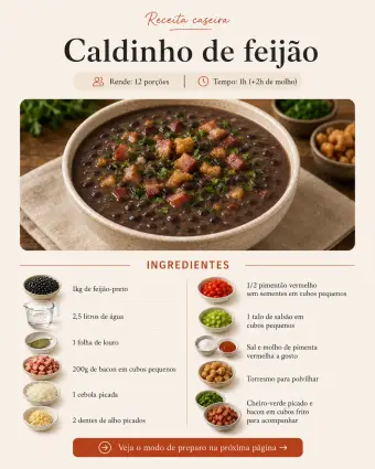 Caldinho de feijão — ingredientes