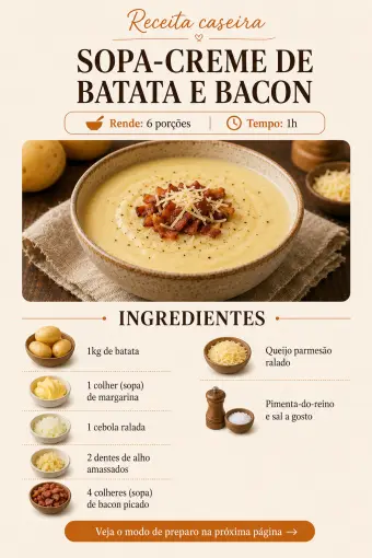 Sopa-creme de batata e bacon — ingredientes