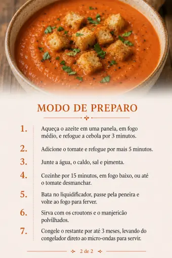 Creme de tomate com crouton — modo de preparo