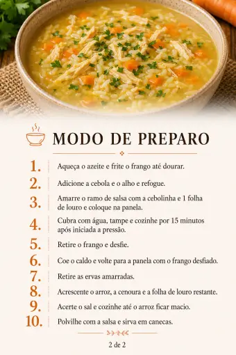 Canja — modo de preparo