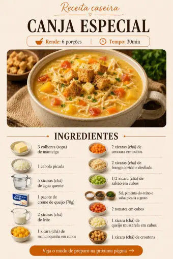 Canja especial — ingredientes