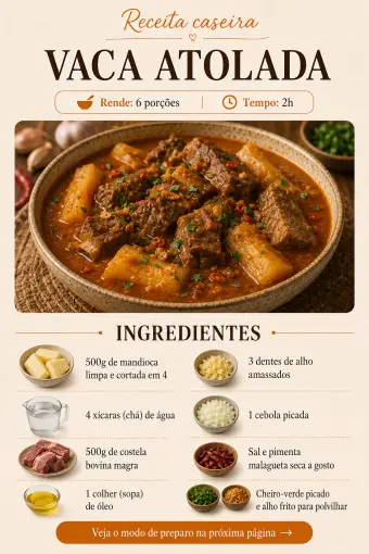 Vaca atolada — ingredientes